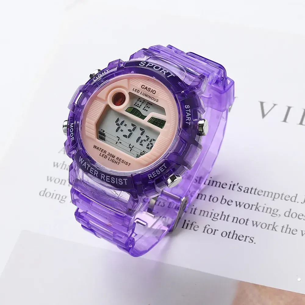 Purple Digital Watch for Men Women Multi-Function Sport Wear - Image 2