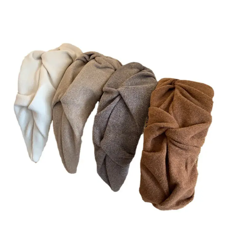 Milk Tea Pleated Wide Brim Headband 2022 Winter