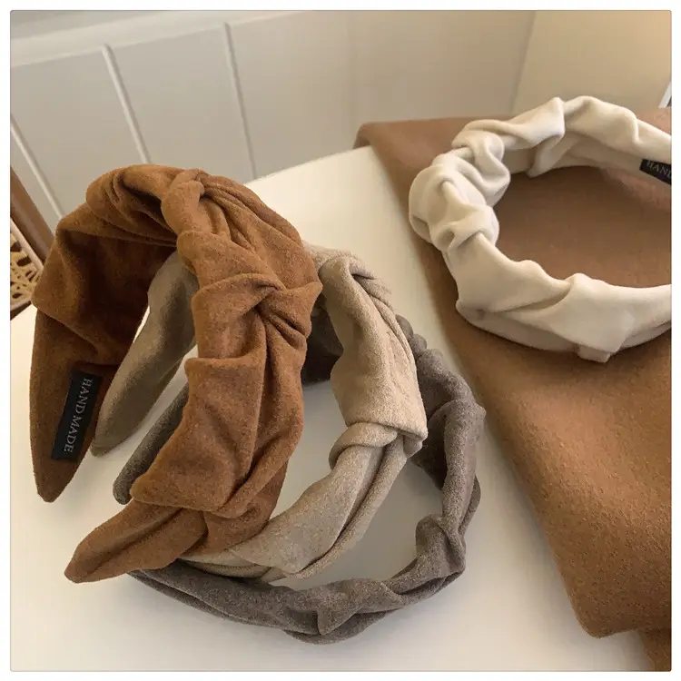 Milk Tea Pleated Wide Brim Headband 2022 Winter — feature 6