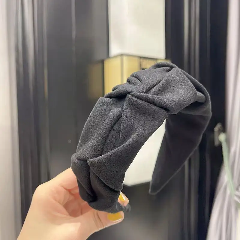 Milk Tea Pleated Wide Brim Headband 2022 Winter