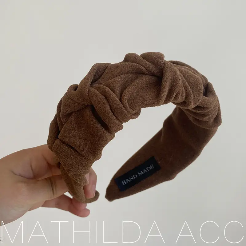 Milk Tea Pleated Wide Brim Headband 2022 Winter