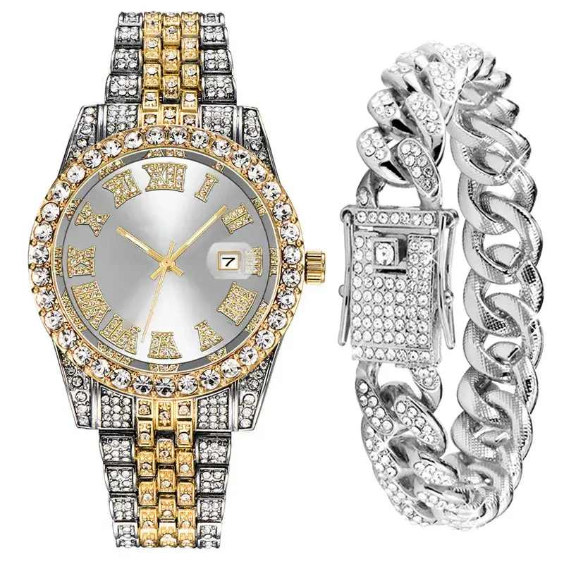 Men's Alloy Diamond Watch Set European American Hip-Hop Trendy - Image 13