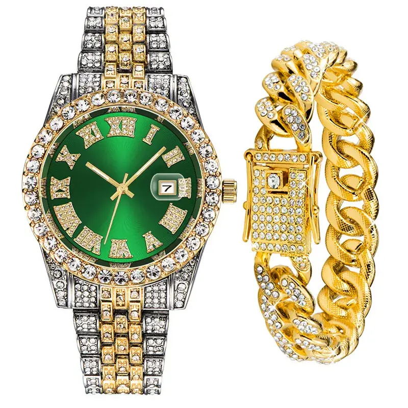 Men's Alloy Diamond Watch Set European American Hip-Hop Trendy - Image 14