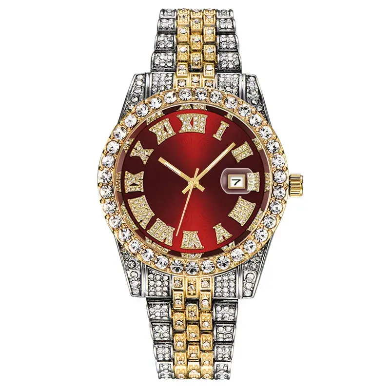 Men's Alloy Diamond Watch Set European American Hip-Hop Trendy - Image 2