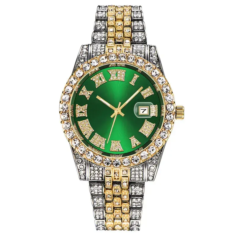 Men's Alloy Diamond Watch Set European American Hip-Hop Trendy - Image 5