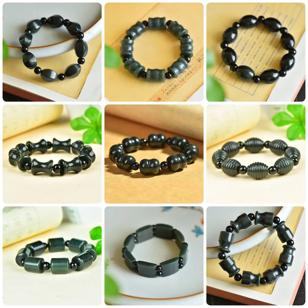 Men Women Jade Bracelet Black Green Live Supply Wholesale - Image 25