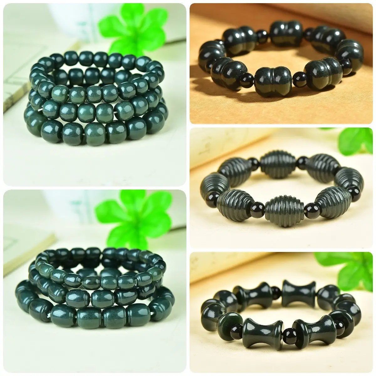 Men Women Jade Bracelet Black Green Live Supply Wholesale — feature 1