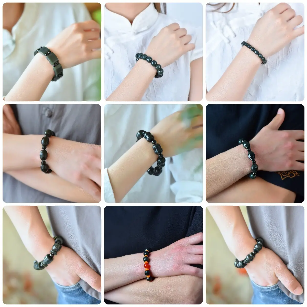 Men Women Jade Bracelet Black Green Live Supply Wholesale — feature 33