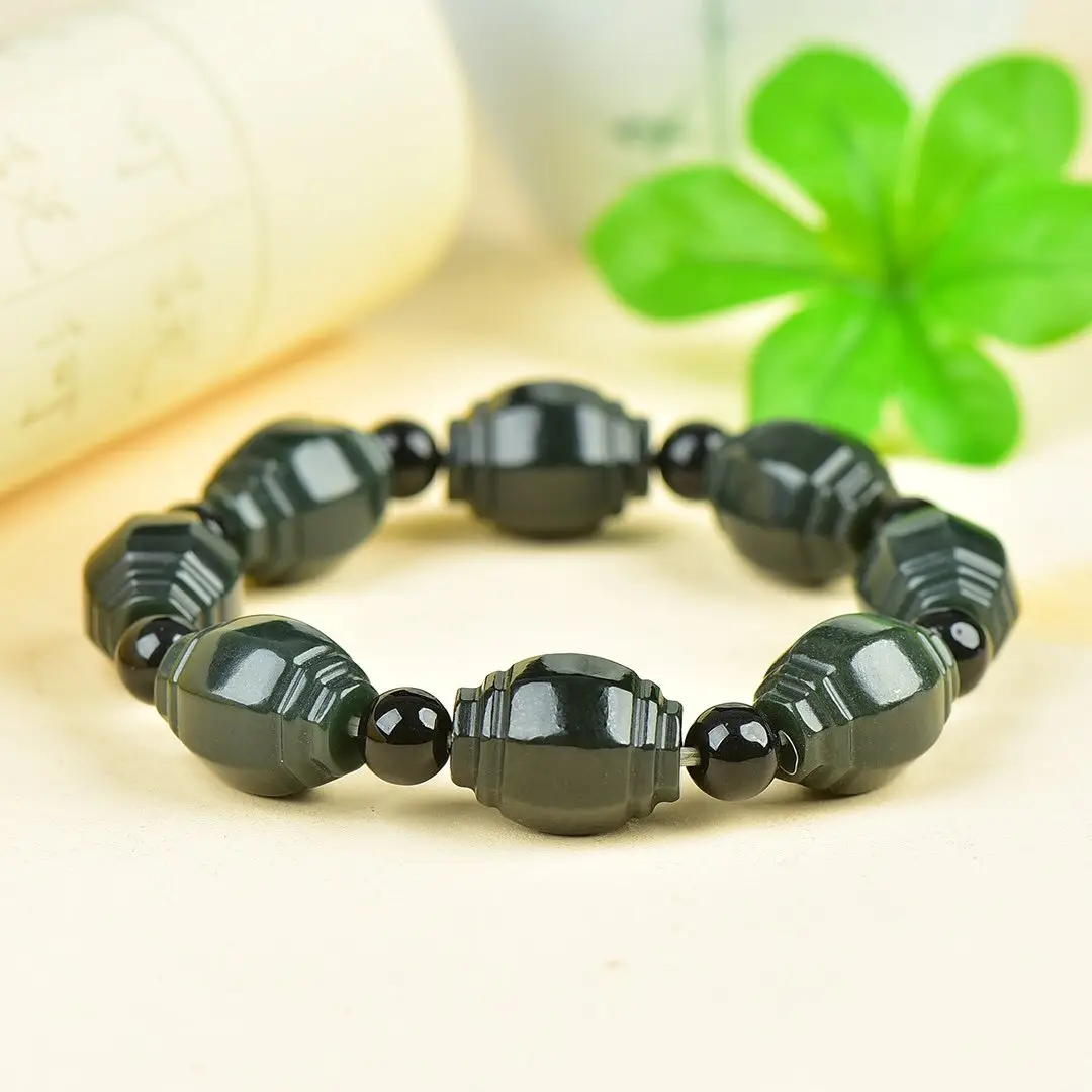 Men Women Jade Bracelet Black Green Live Supply Wholesale - Image 14