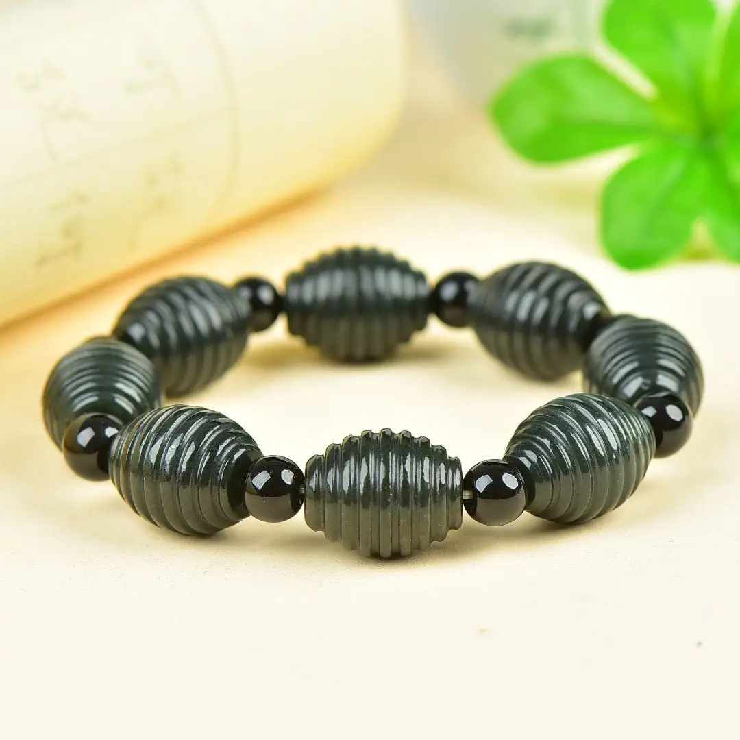 Men Women Jade Bracelet Black Green Live Supply Wholesale - Image 16