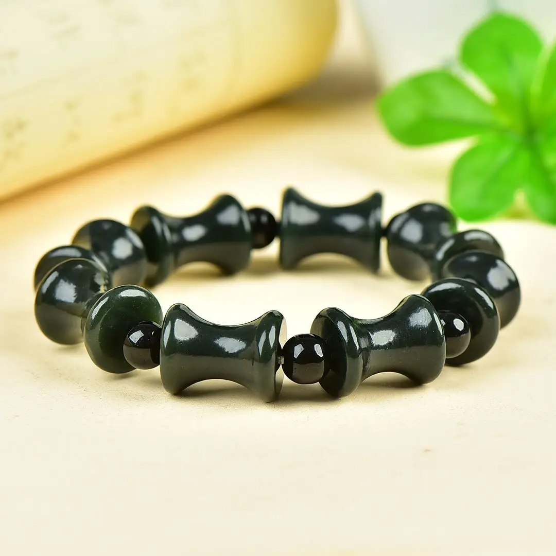 Men Women Jade Bracelet Black Green Live Supply Wholesale - Image 9