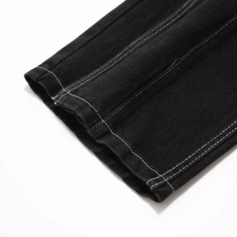 Men's Black Split Stitching Jeans High Street