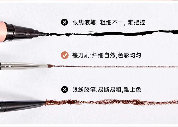 Xixi Sickle Eyeliner Brush Fine Oblique Head — feature 5