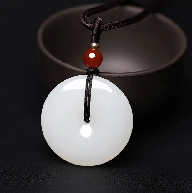 White Jade Safety Buckle Pendant for Men Women - Image 2