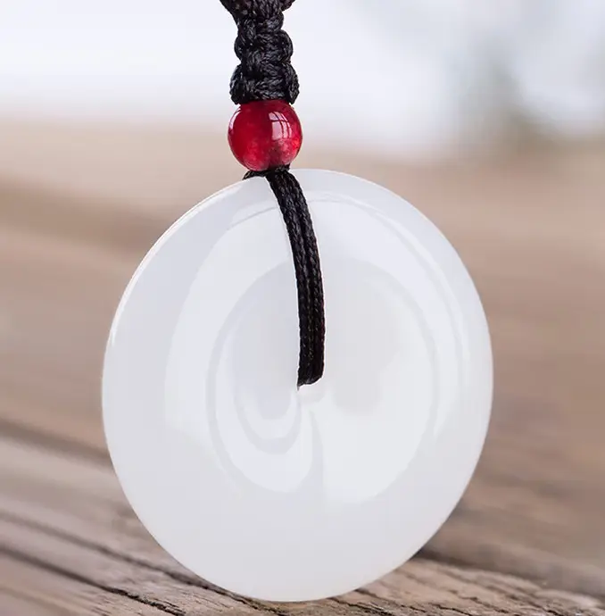White Jade Safety Buckle Pendant for Men Women - Image 3