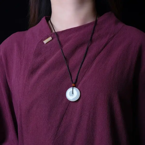White Jade Safety Buckle Pendant for Men Women - Image 5