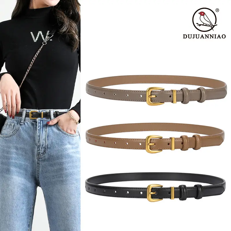Women's Genuine Leather Narrow Waist Belt Green