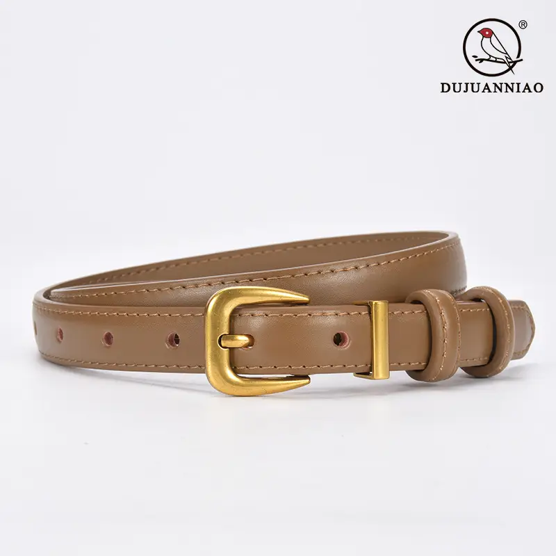 Women's Genuine Leather Narrow Waist Belt Green