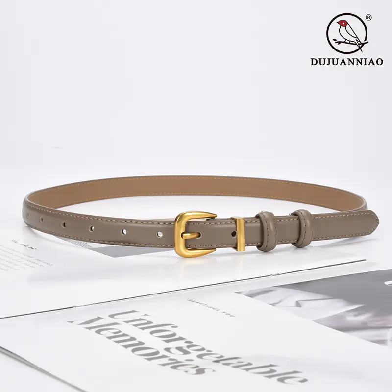 Women's Genuine Leather Narrow Waist Belt Green
