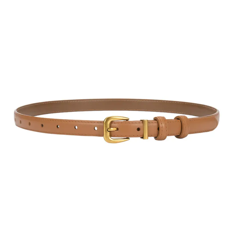 Women's Genuine Leather Narrow Waist Belt Green