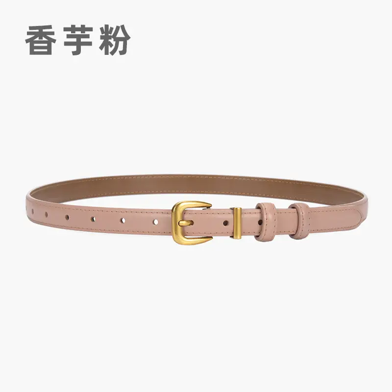 Women's Genuine Leather Narrow Waist Belt Green