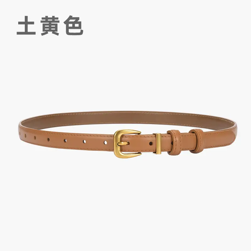 Women's Genuine Leather Narrow Waist Belt Green