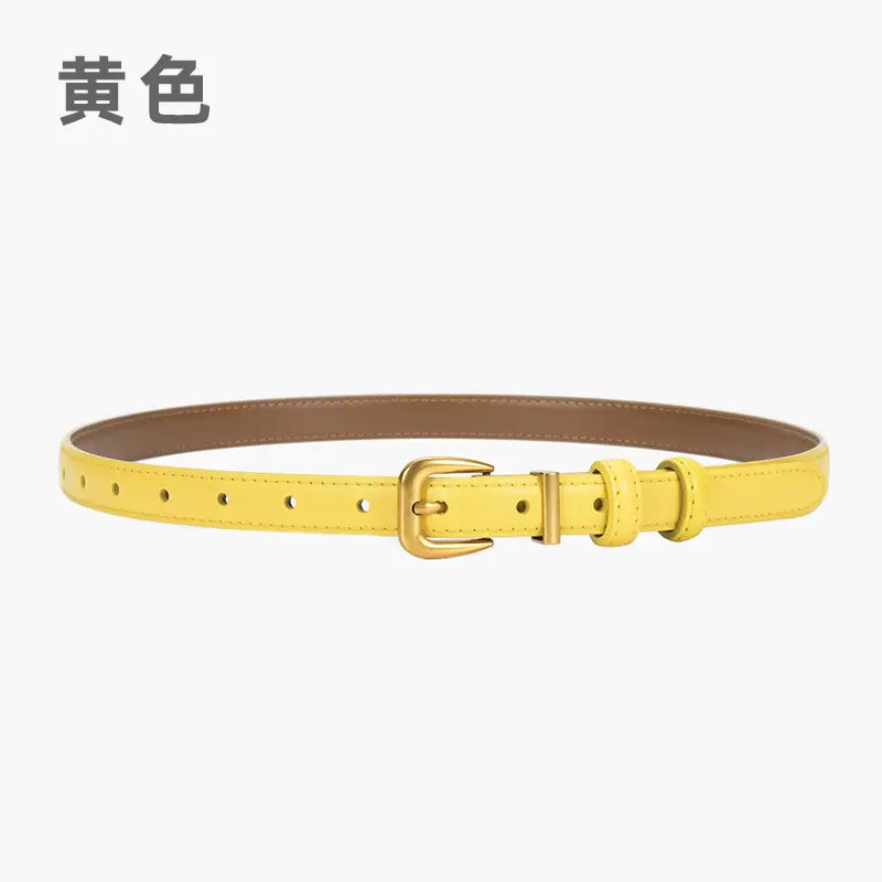 Women's Genuine Leather Narrow Waist Belt Green