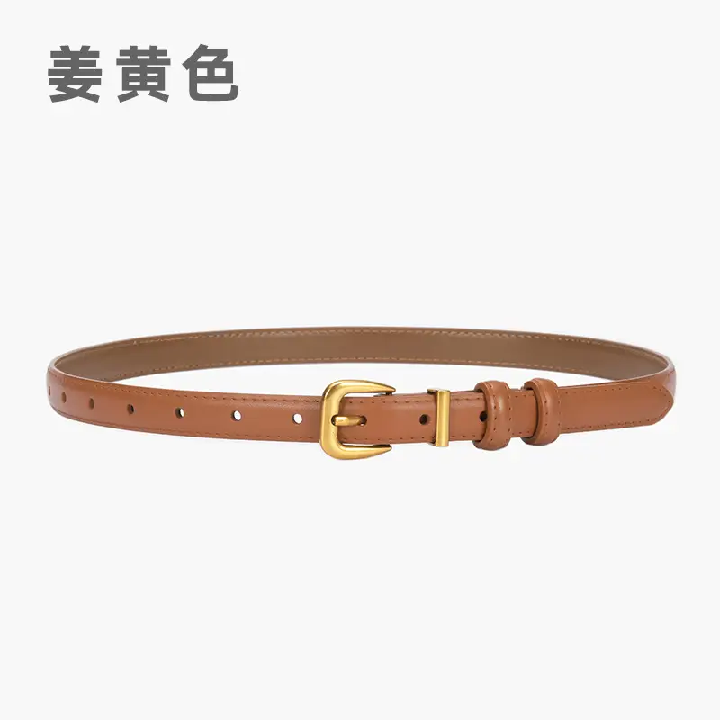 Women's Genuine Leather Narrow Waist Belt Green