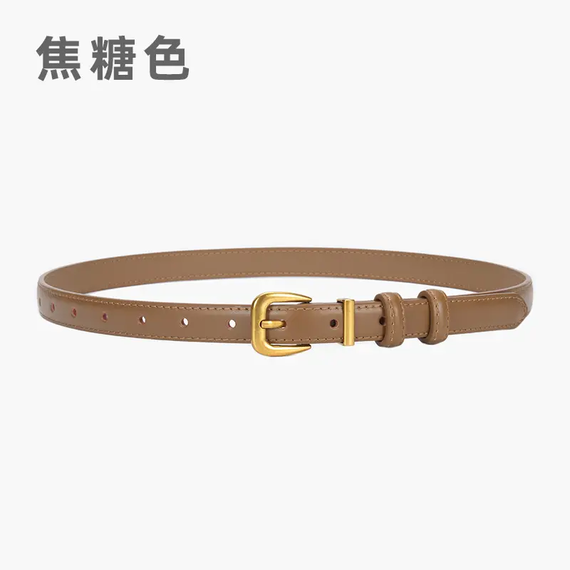 Women's Genuine Leather Narrow Waist Belt Green