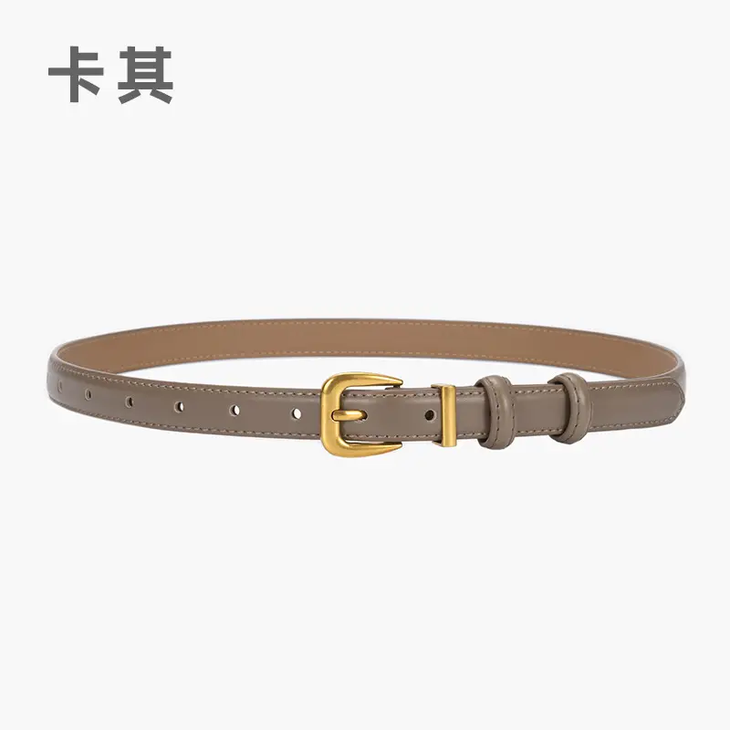 Women's Genuine Leather Narrow Waist Belt Green