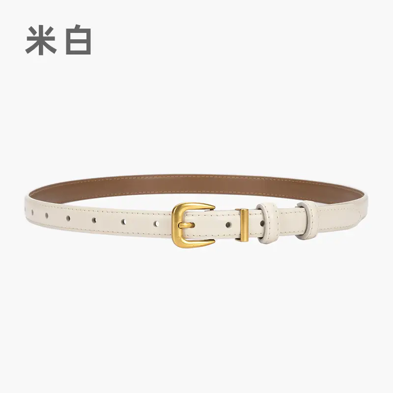 Women's Genuine Leather Narrow Waist Belt Green