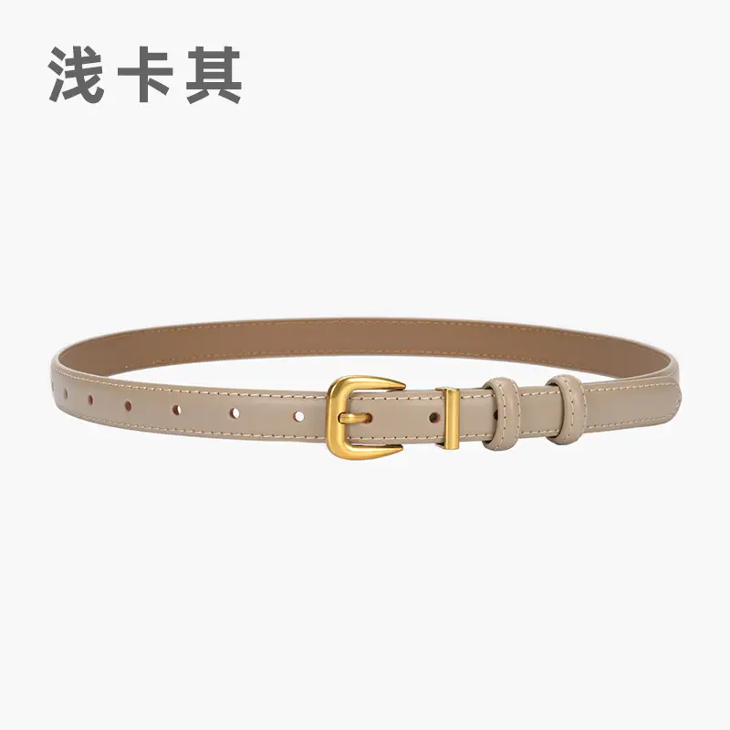 Women's Genuine Leather Narrow Waist Belt Green