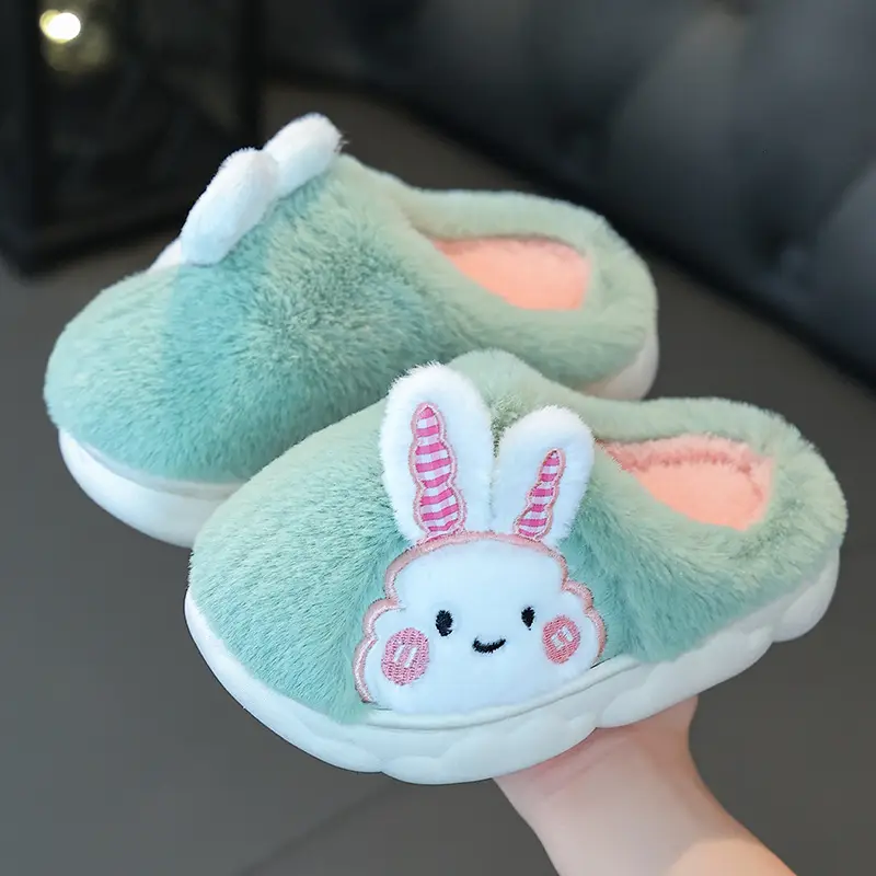 Cute cartoon children's winter cotton slippers men's and women's small medium and big children's home non-slip thermal cotton shoes wholesale