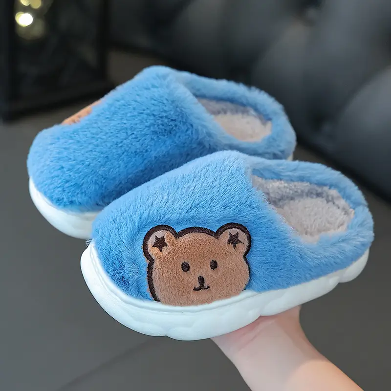 Cute cartoon children's winter cotton slippers men's and women's small medium and big children's home non-slip thermal cotton shoes wholesale