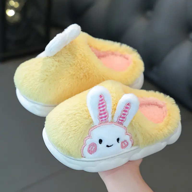 Cute cartoon children's winter cotton slippers men's and women's small medium and big children's home non-slip thermal cotton shoes wholesale