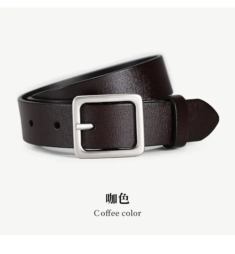 Women's Black Genuine Leather Belt with Decorative Fastener — feature 11
