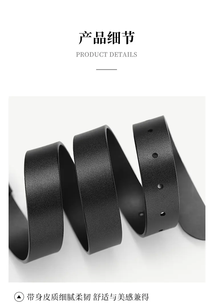 Women's Black Genuine Leather Belt with Decorative Fastener — feature 12