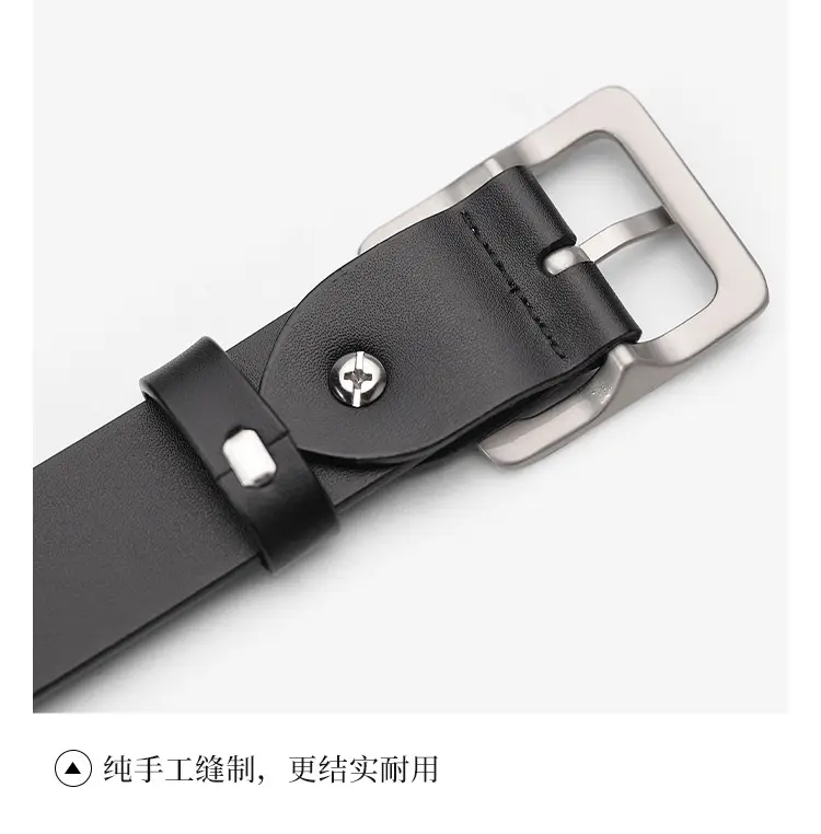 Women's Black Genuine Leather Belt with Decorative Fastener — feature 13
