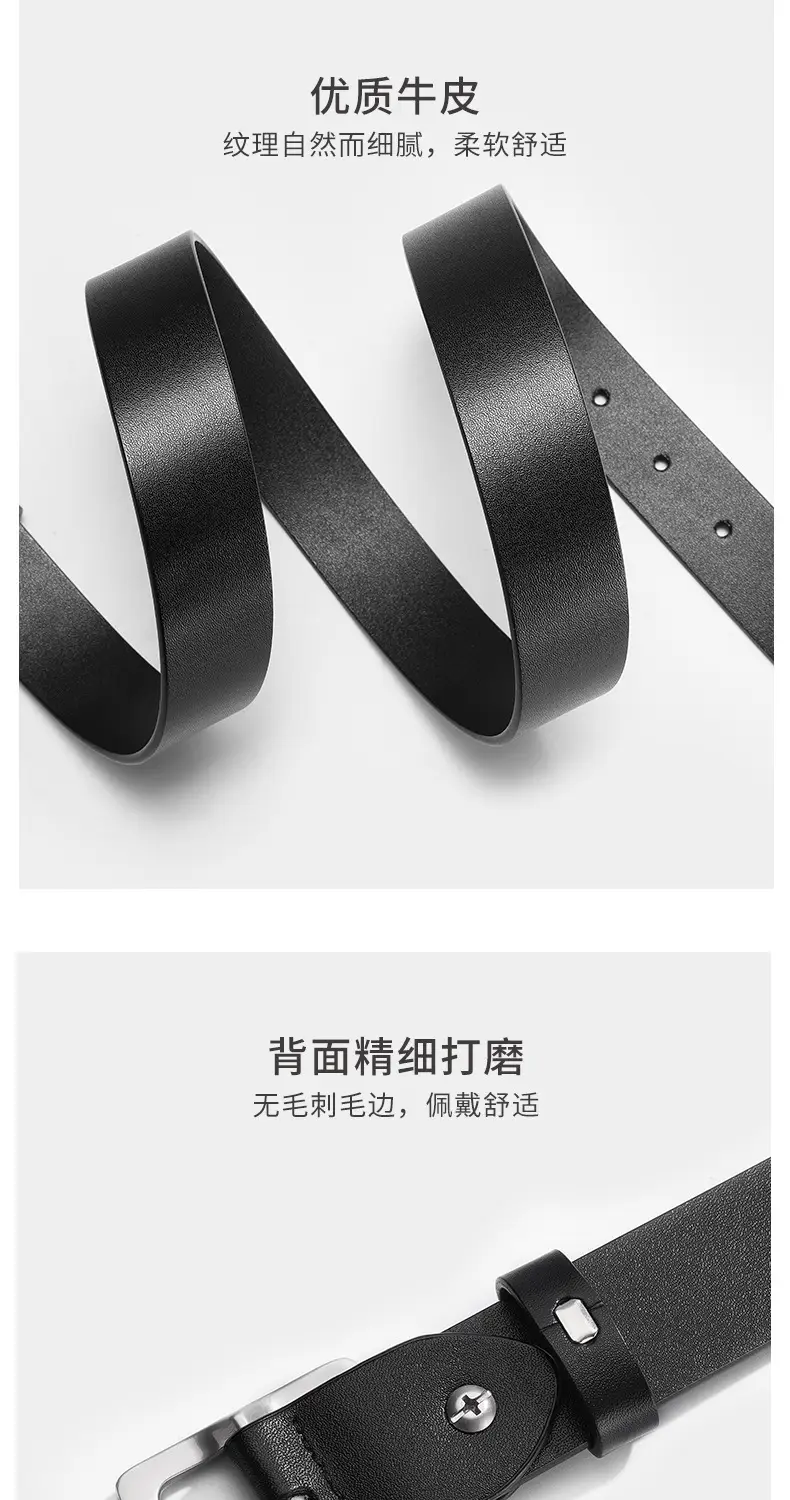 Women's Black Genuine Leather Belt with Decorative Fastener — feature 8