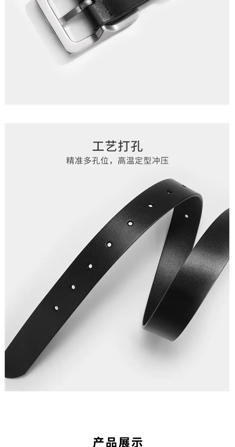 Women's Black Genuine Leather Belt with Decorative Fastener — feature 9