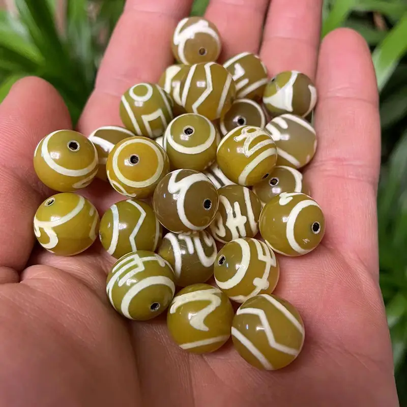 Tianzhu Xizang Yellow Chalcedony Loose Beads 14mm