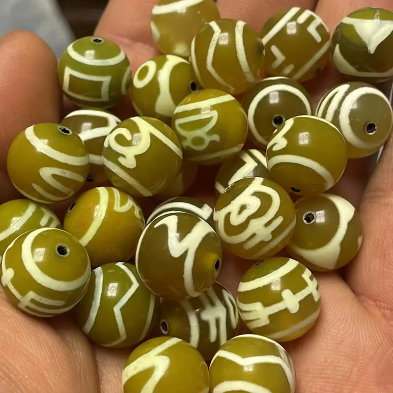 Tianzhu Xizang Yellow Chalcedony Loose Beads 14mm