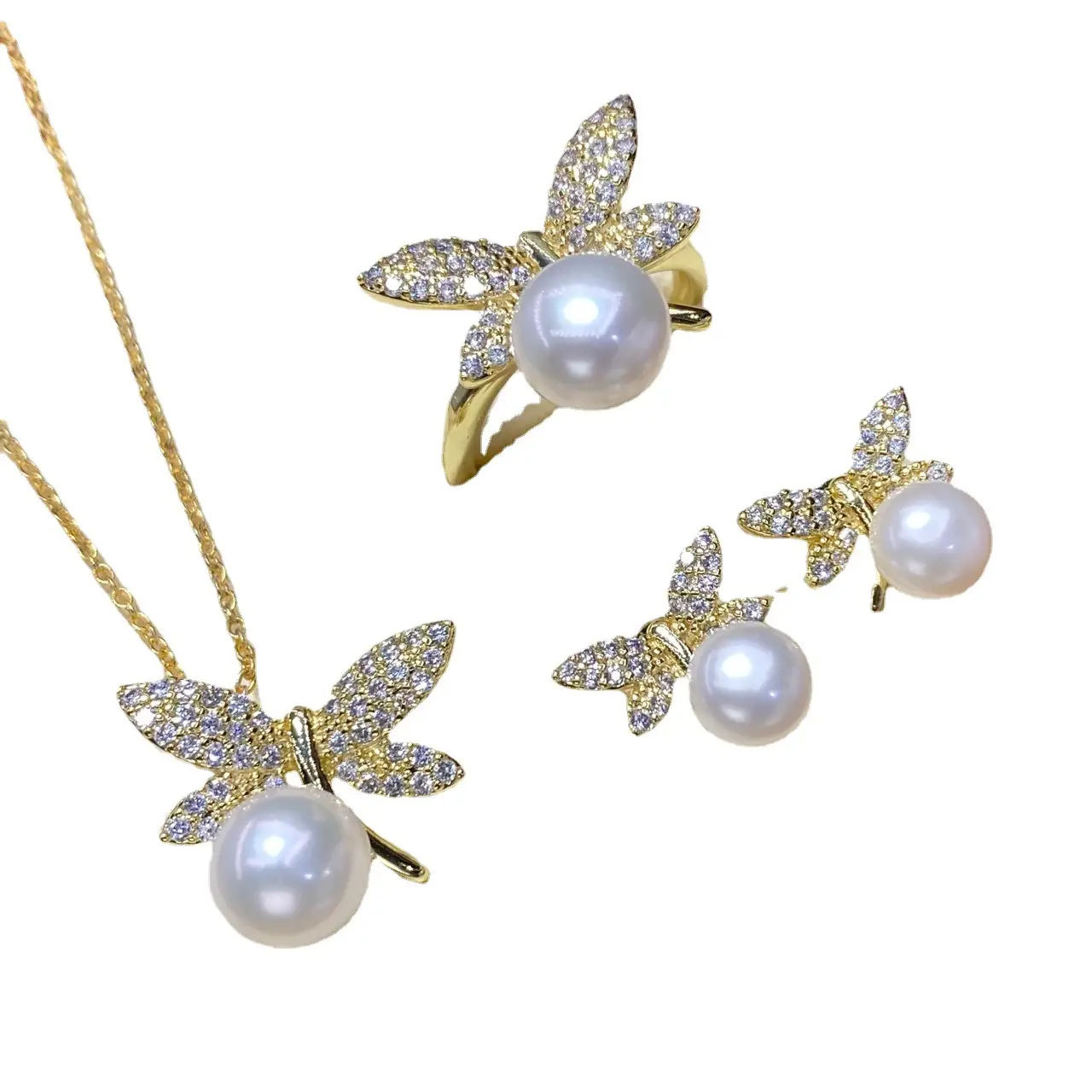 2025 Pearl Pendant Set Natural Green Gold Jewelry Gift - Image 5