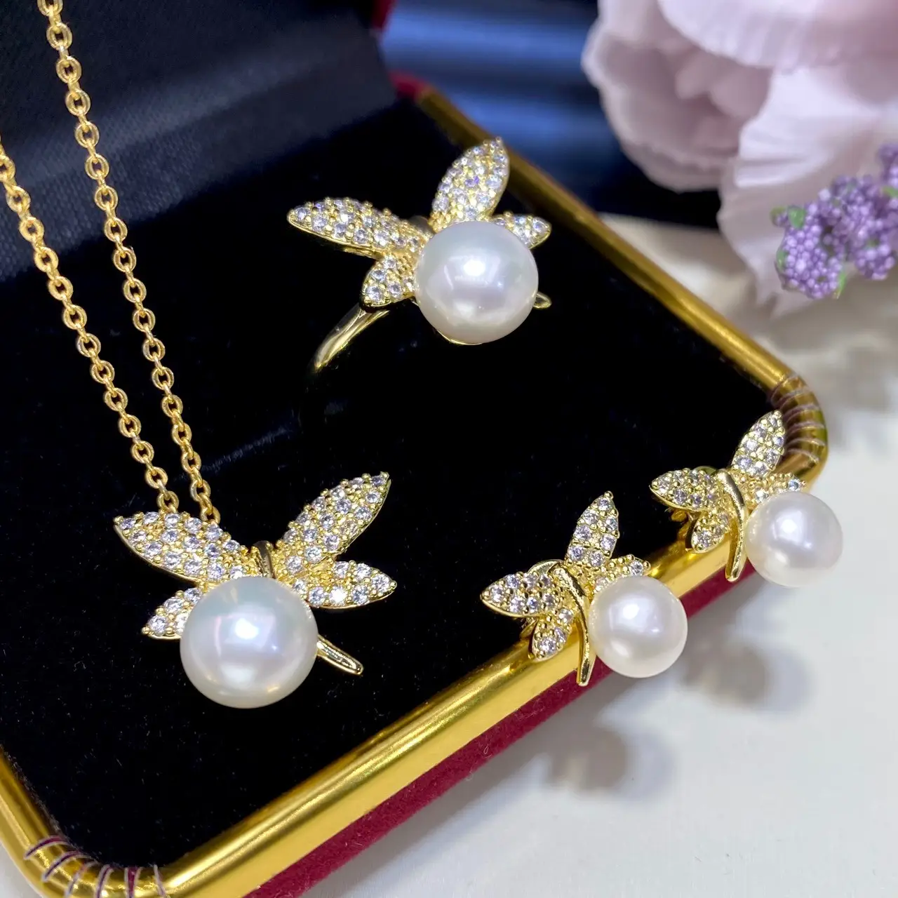 2025 Pearl Pendant Set Natural Green Gold Jewelry Gift — feature 6