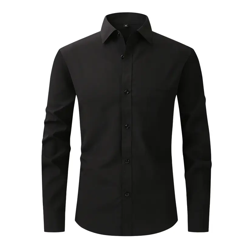 Men's Long Sleeve Black Shirt with 4-Way Stretch - Image 12