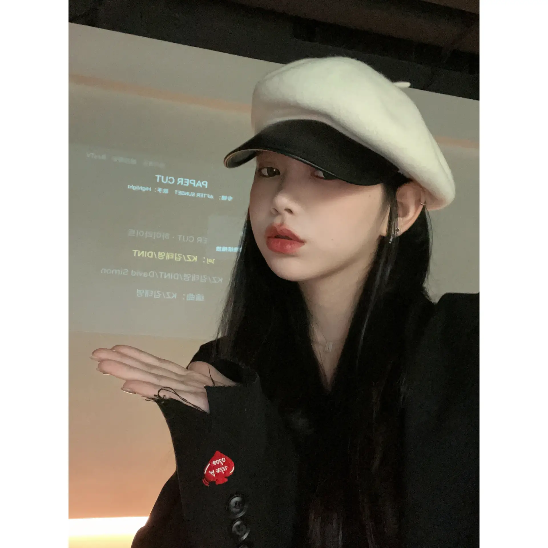 2023 Woolen Beret for Girls Red Peaked Cap