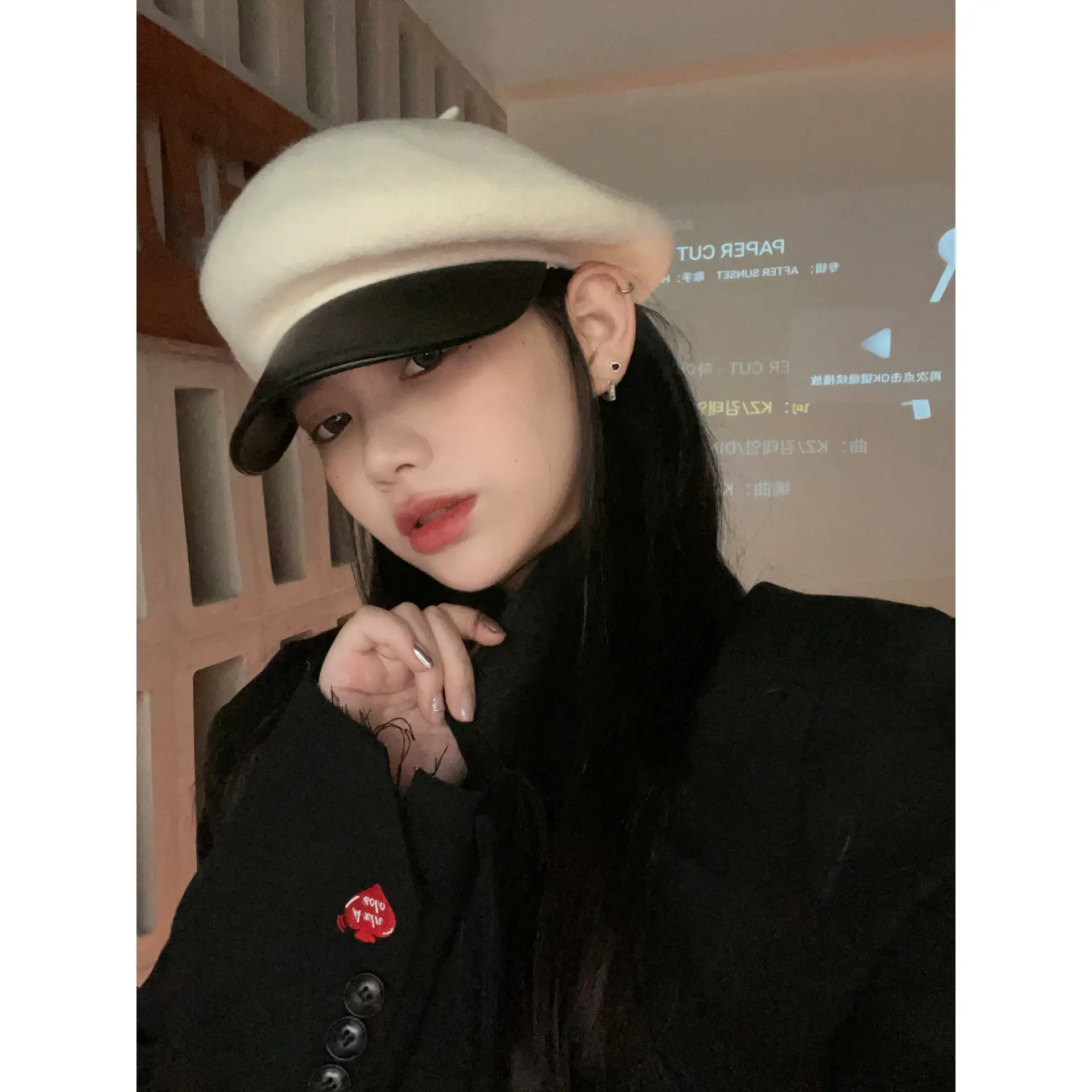 2023 Woolen Beret for Girls Red Peaked Cap - Image 7