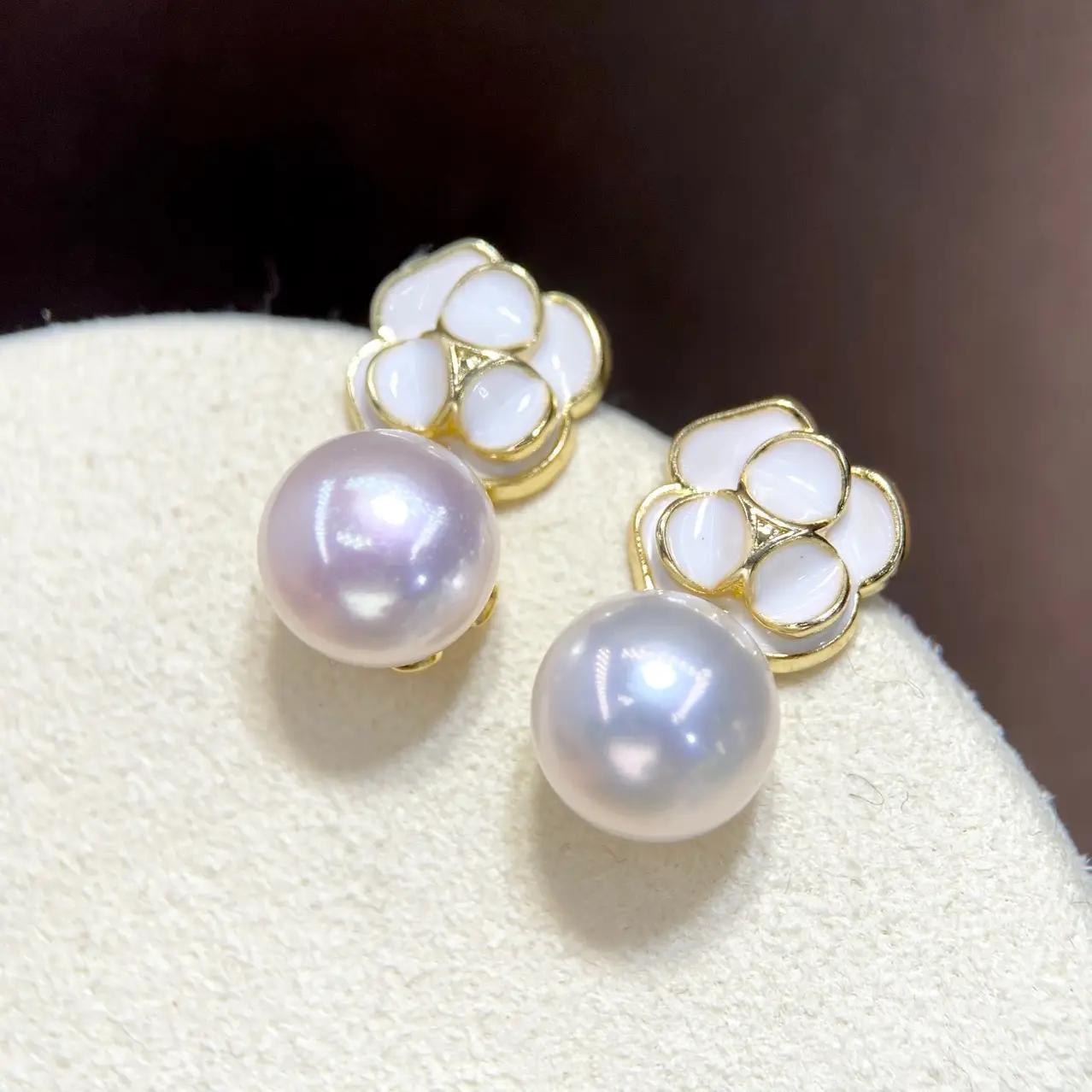 New Camellia Pearl Earrings for Women 14K Gold - Image 4