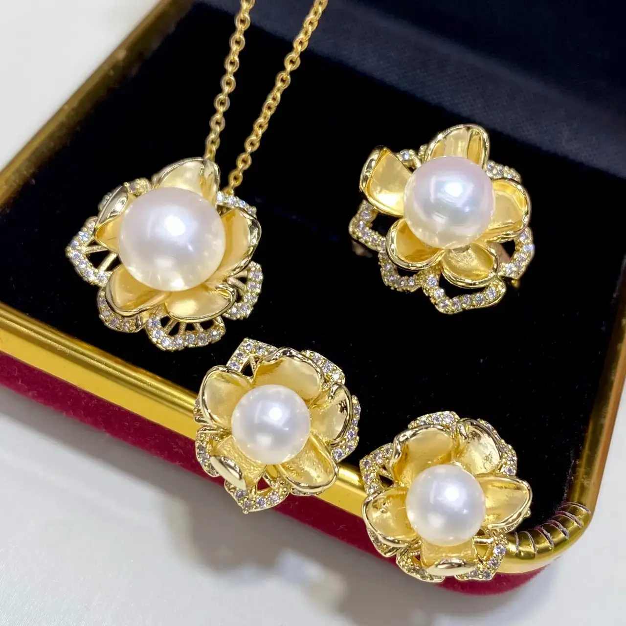 2025 Pearl Set Pendant Ring Earrings Gold Plated Natural Pearl — feature 3