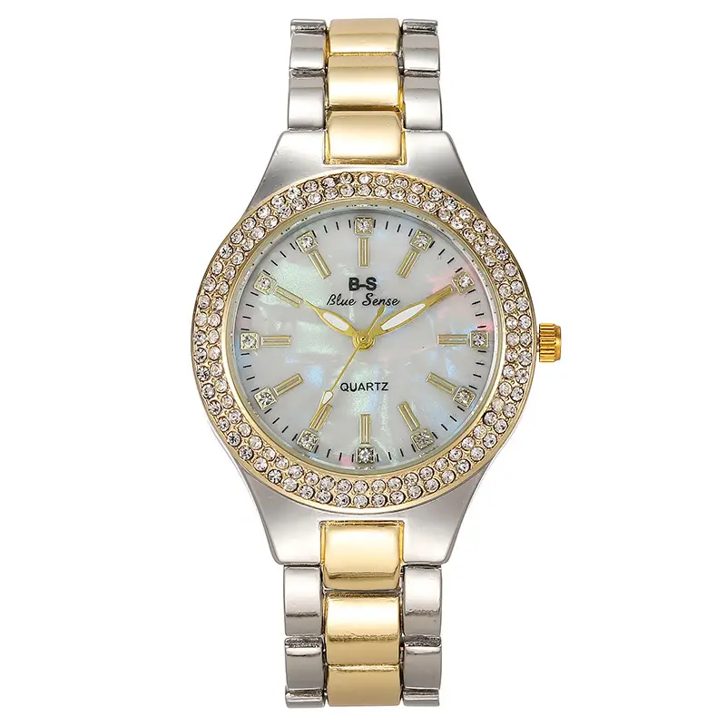 Diamond Encrusted Women's Watch Gold Silver Band